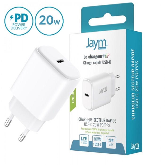 CHARGEUR POP USB-C PD-PPS 20W BLANC