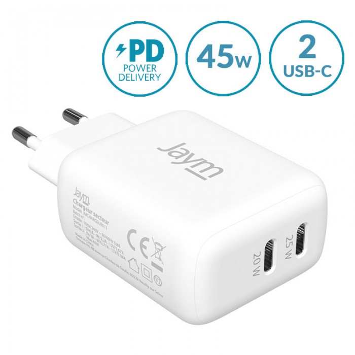 CHARGEUR DOUBLE USB C - 20W + 25W