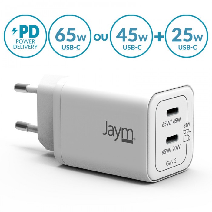 CHARGEUR DOUBLE USB C 65W - 20W+45W