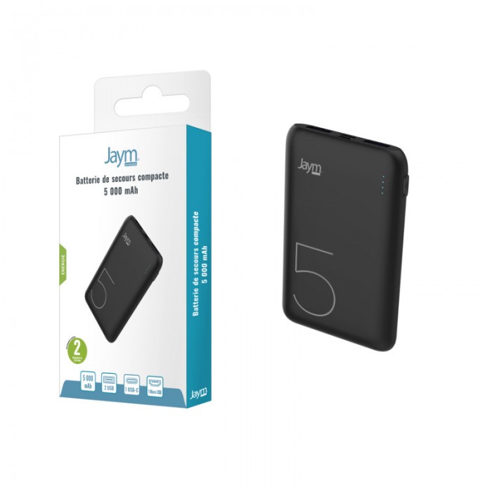 BATTERIE EXTERNE 5000 MAH 2 USB OUT / USB-C & MICRO USB IN