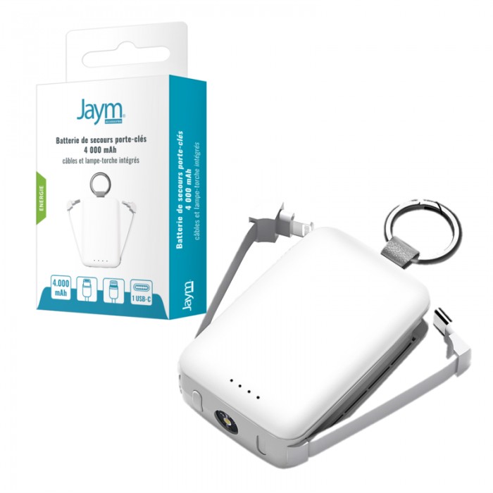 BATTERIE EXTERNE CABLES INTEGRES 4000 MAH BLANCHE