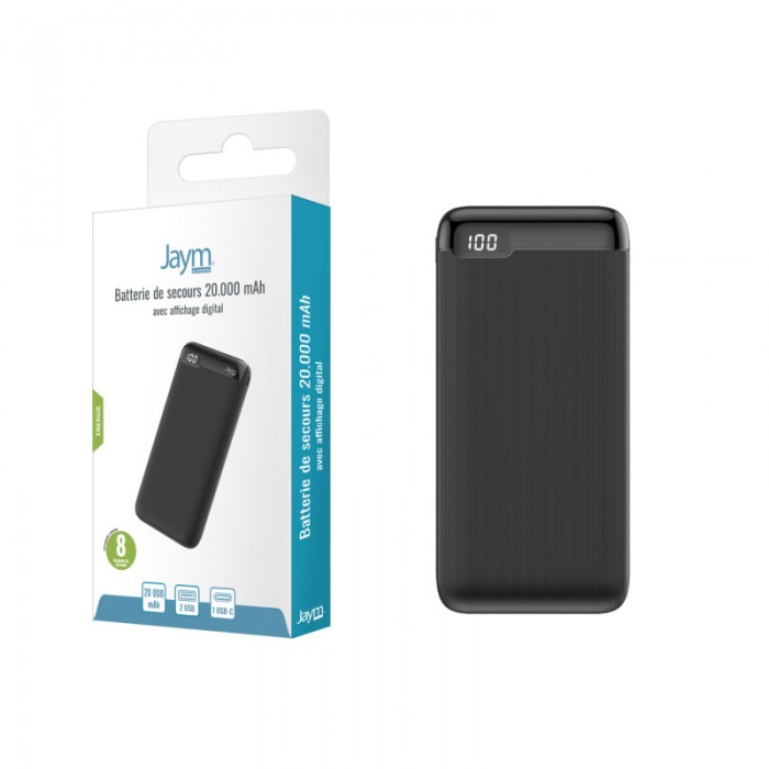 BATTERIE EXTERNE 20000 MAH -DIGITAL- 2 USB OUT / USB-C IN & OUT
